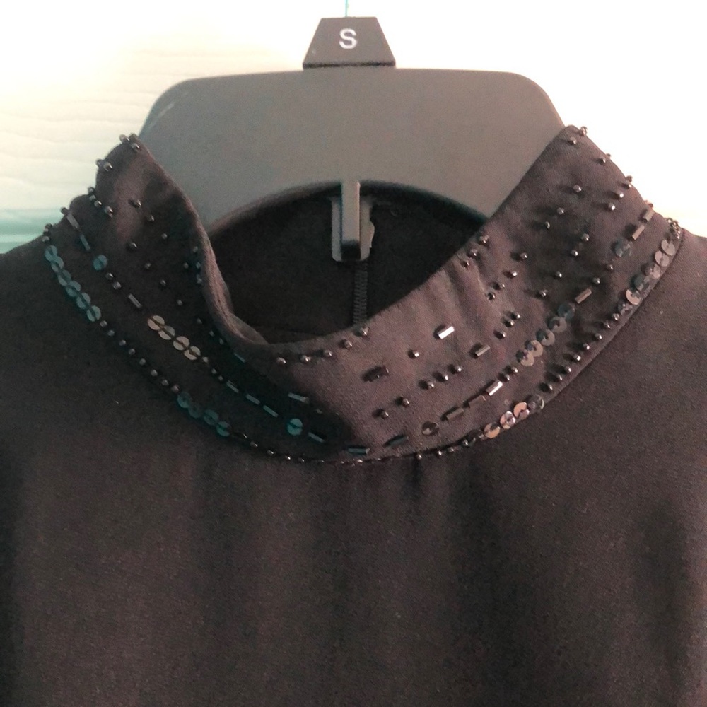 Jones Wear black dress with beaded neck